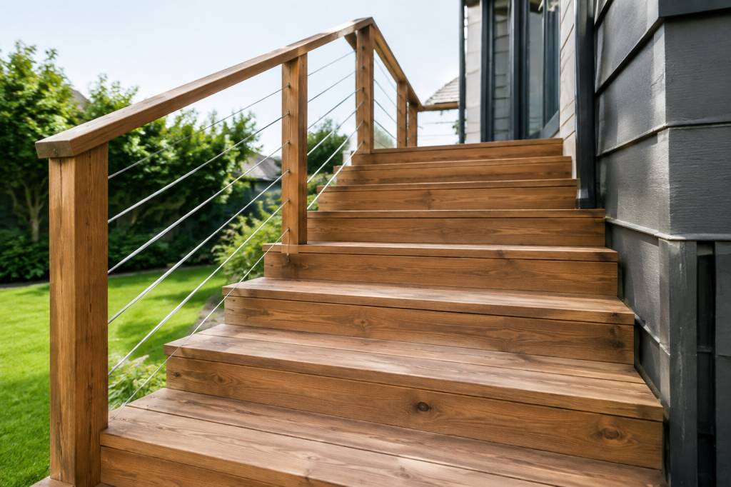 Profondeur marche escalier extérieur en bois : normes, calculs et conseils de pose